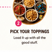 Bowls of colorful toppings
